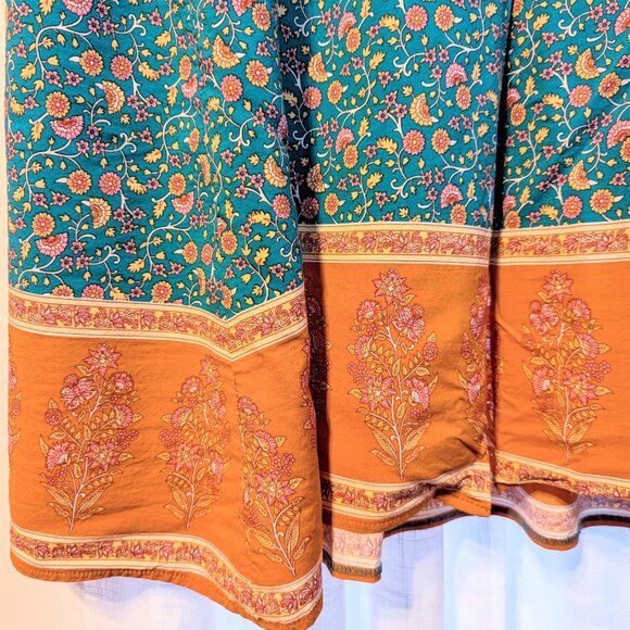 Natural Life Avery Midi Dress in Teal and Orange Boho Floral Pockets Cottagecore - Picture 12 of 14